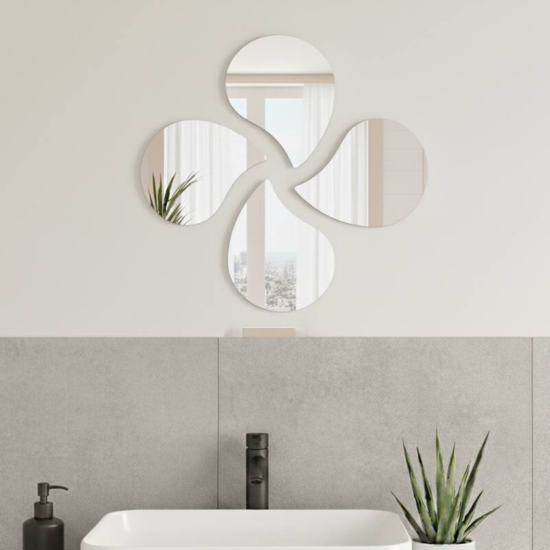 Small Decorative Wall Self Adhesive Shaped Mirrors - Set of 4 - Drop
