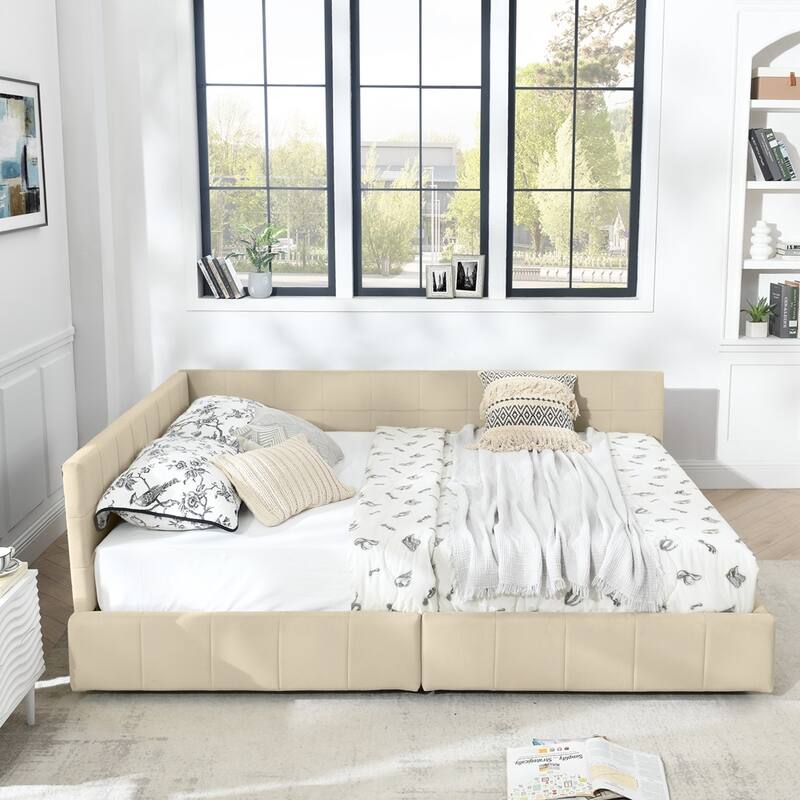 Bedroom Storage Upholstered Tufted DayBed With 2-Drawers