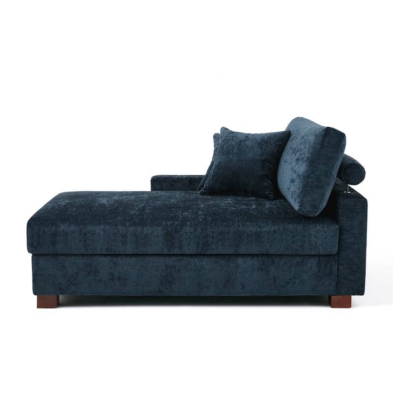 40.8"W Modern Chenille Upholstered Chaise Lounge with Pillow