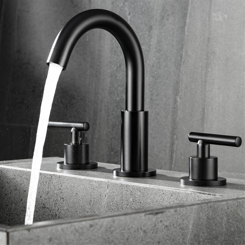 Widespread Bathroom Sink Faucet 2 Handle 8 inch Bathroom Faucet 3 Hole Modern Basin Vanity Faucets Mixer Faucets With Valve - Matte Black
