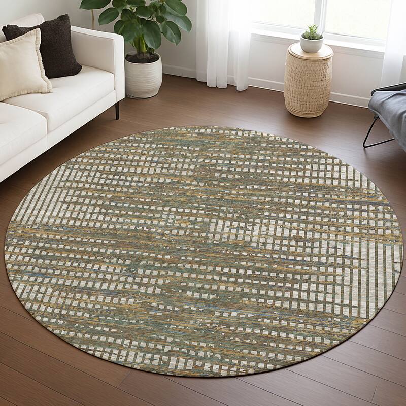 Machine Washable Indoor/ Outdoor Casual Keystone Chantille Rug