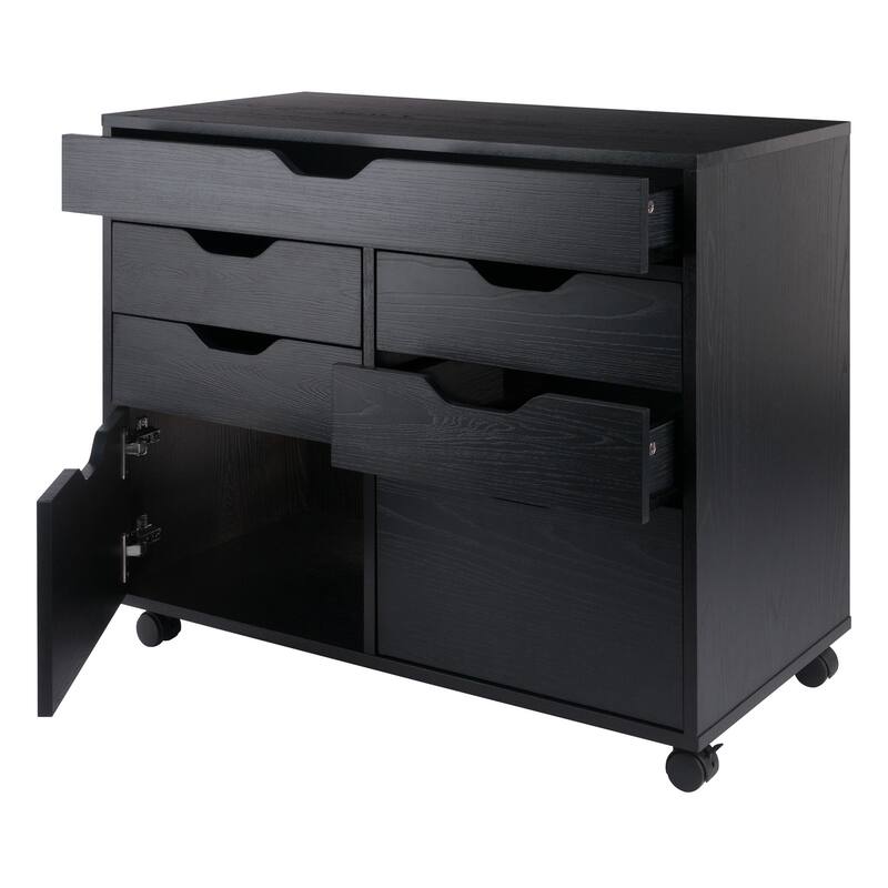 5-Drawer Mobile Cabinet Set - 32" - Black