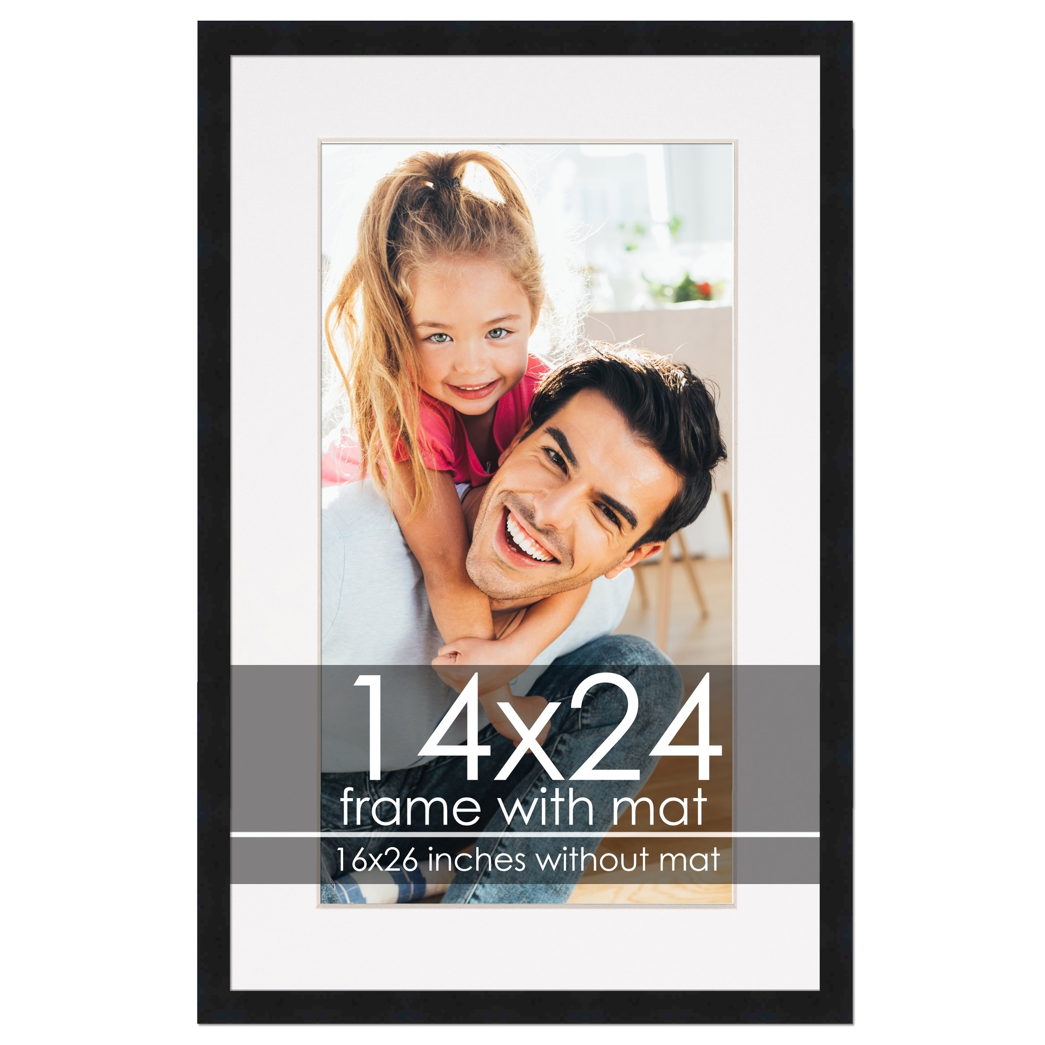 14x24 Frame with Mat Black 16x26 Frame Wood Made to Display