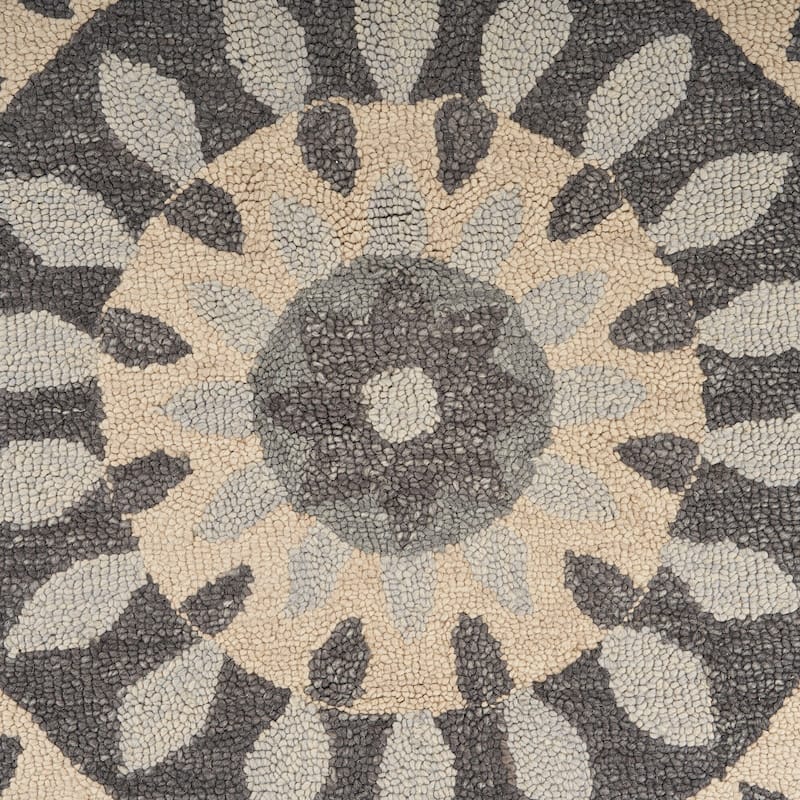 Dana Grey/Beige Medallion Hand-Tufted Wool Contemporary Indoor Area Rug by Sevita