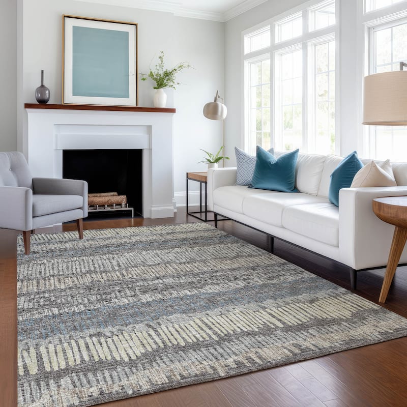 Premium Washable Super Soft Abstract Ombre Stripes Mayfield Rug - Gray - 5' x 7' 6" - Rectangle