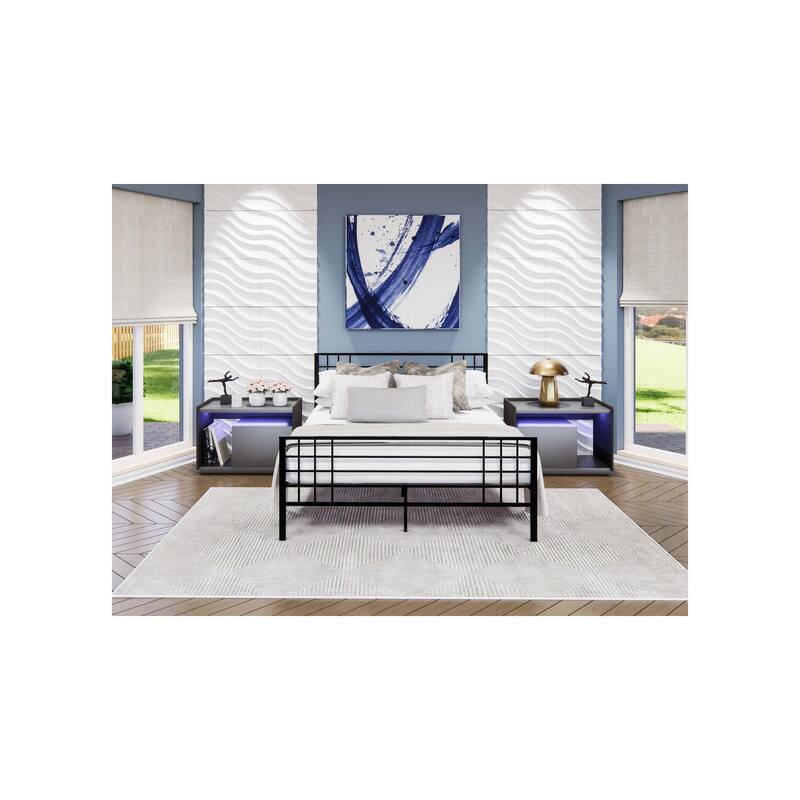 Queen Bed Frame with Metal Legs - Sturdy Platform Bed - Modern Bedroom Furniture