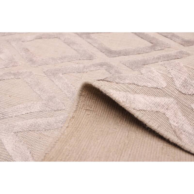 ECARPETGALLERY Hand Loomed Elysian Grey Viscose, Wool Rug - 8'1 x 10'0