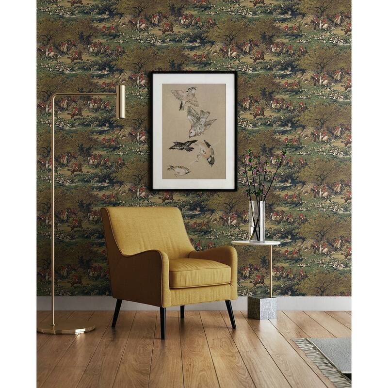 Harry & Grace Taunton Hunt Scene Premium Matte Non-Woven Peel and Stick Wallpaper