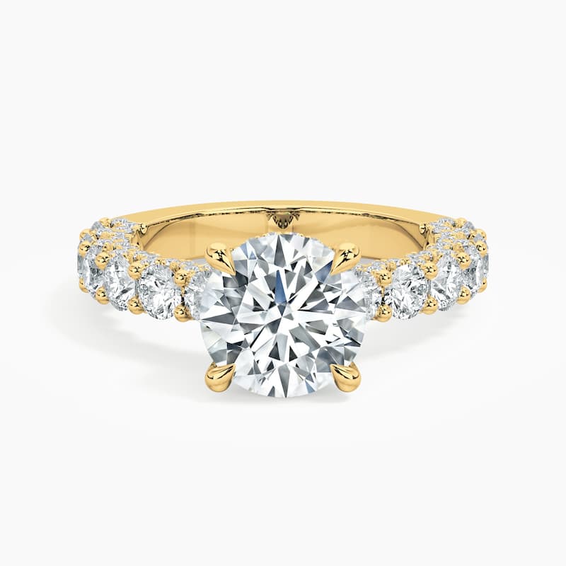 Auriya 14kt Yellow Gold Lab Grown Round Diamond Engagement Ring with Round Crescent (F-G, VS) - 9 - 5.00 ct. center