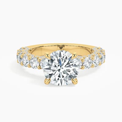 Auriya 14kt Yellow Gold Lab Grown Round Diamond Engagement Ring with Round Crescent (F-G, VS)