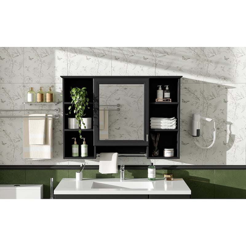 3-in-1 Bathroom Mirror Cabinet, 42 inch Wall Mounted Medicine Cabinet with Adjustable Shelf & Soft Close Door