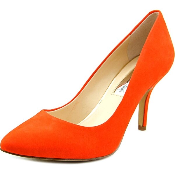 INC International Concepts Zitah Women Pointed Toe Leather Orange Heels
