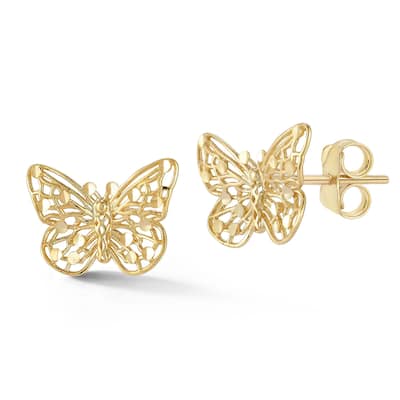 Soleil 14K Gold Mesh Butterfly Studs