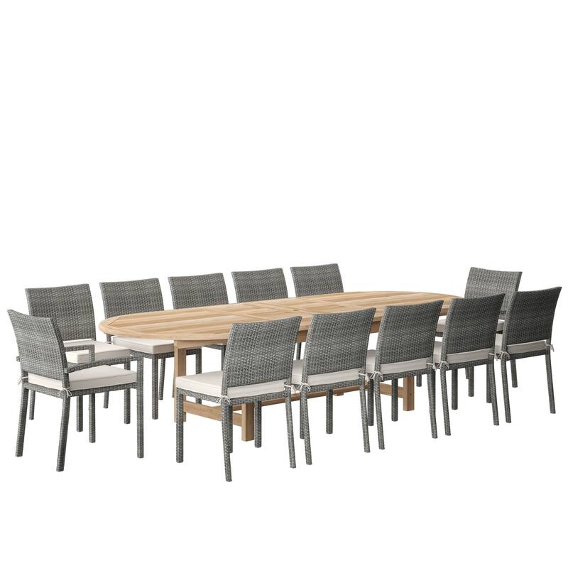 Amazonia FSC Teak Ravello 13pc Outdoor Patio Dining Set with Cushions - 13 pc