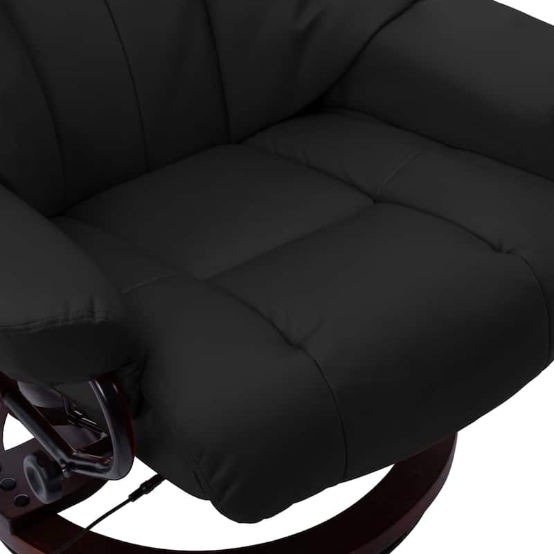 vidaXL Massage Recliner Swiveling Recliner Chair Faux Leather and Bentwood - 31.9" x 34.6" x 42.9"