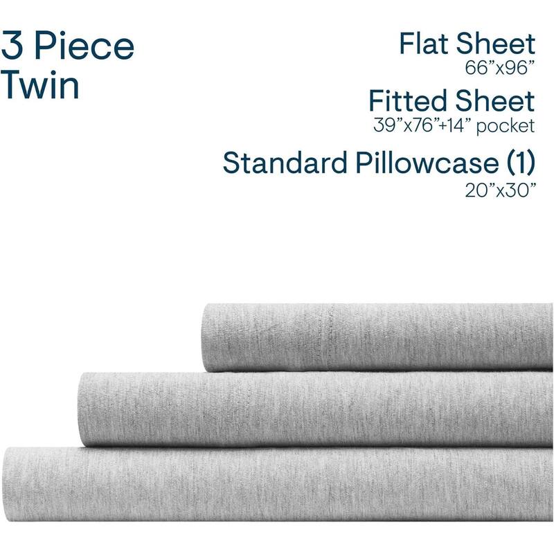 Aeropostale Super Soft Heather Grey Jersey Knit Sheet Set All-Season Comfort - Twin