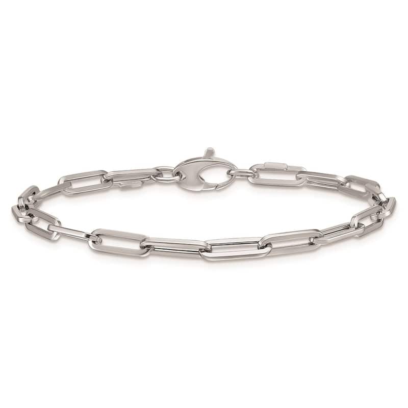 Curata 14k Yellow, White or Rose Gold 7.5" Italian 4mm Paperclip Bracelet (Europe Lock)