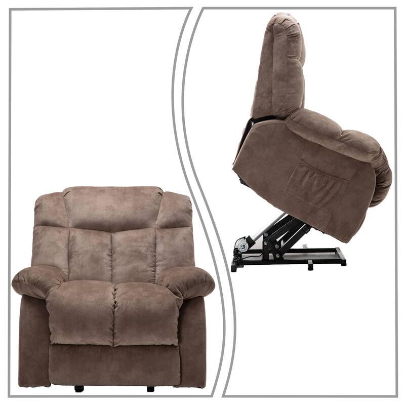 Classic Vintage Velvet Upholstered Power Leisure Recliner with Lift Base