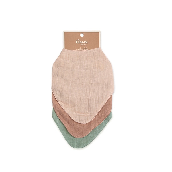 slide 2 of 7, Muslin 3Pc Bib Set - Rose Pink