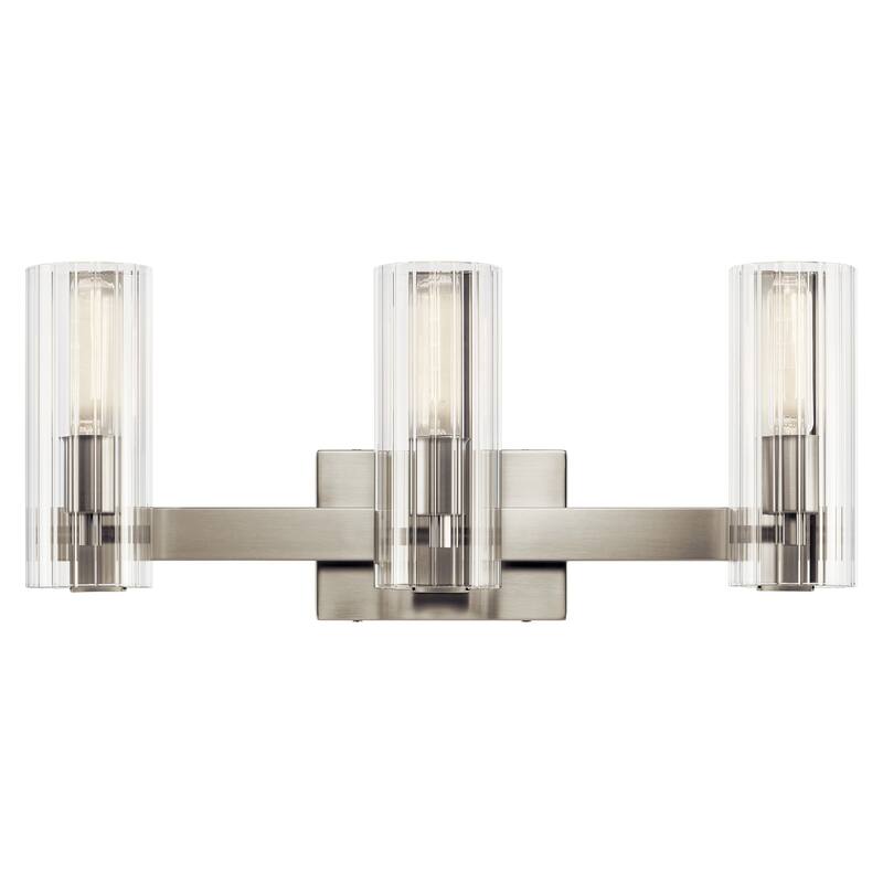 Jemsa 22.75 in. 3-Light Bathroom Vanity Light with Clear Fluted Glass