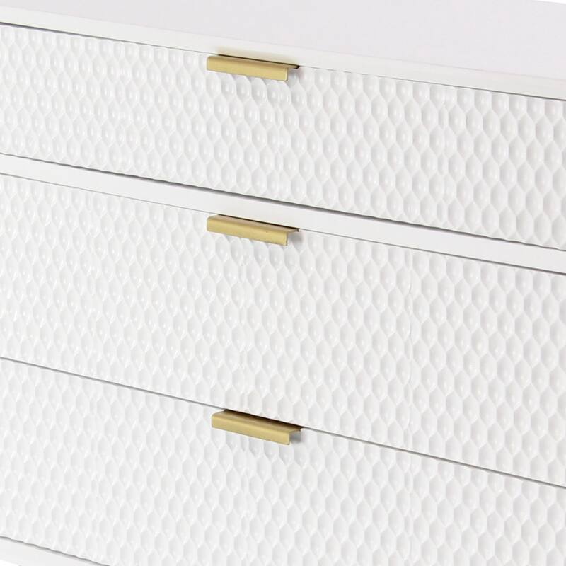 Wooden Geometric 3 Drawer Chest with Gold Legs - White - Roche River Decor