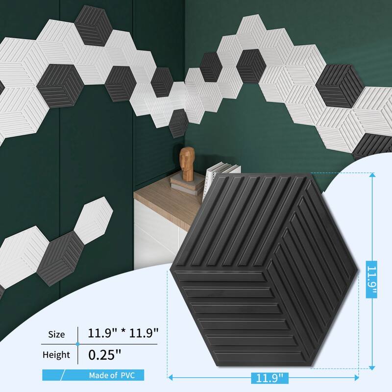 Art3d 11.9''X11.9'' PVC 3D Wall Panels for Interior Wall Decor, Textured Accent Wall Panrling,33-Pack,32 sqft