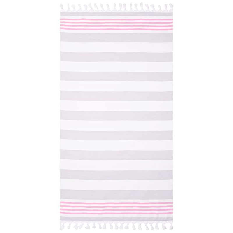 Superior Bahari Stripe Fouta Beach Towel with Tassels - 35" x 68"