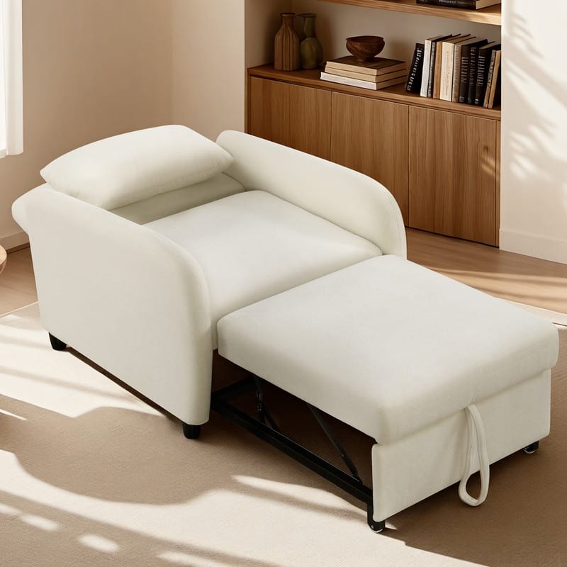 Spruce & Spring Modern Pull-Out Accent Chair Bed with Adjustable Backrest & Space-Saving Design