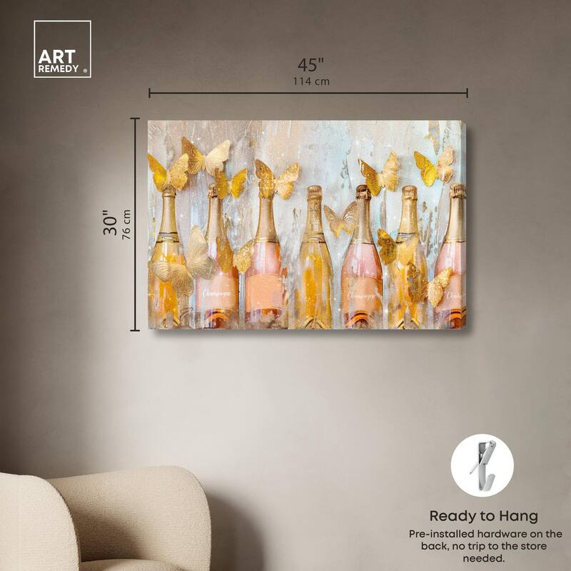 Golden Bright Campagne Line Canvas by Art Remedy, Gallery Wrapped