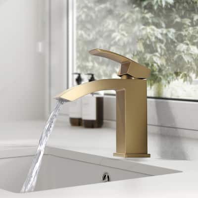 6.54"H Solid Brass Single Handle Single Hole Bathroom Waterfall Faucet