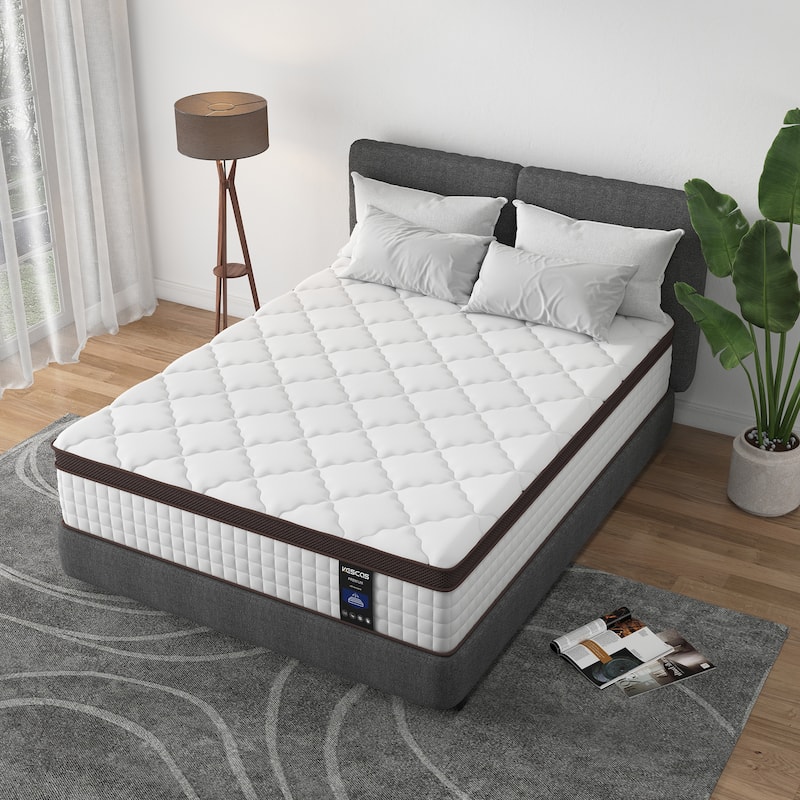 12" Hybrid Mattress - Bamboo Charcoal Foam, 5-Zone Pocket Coils, CertiPUR-US® Certified, Medium Firm Support