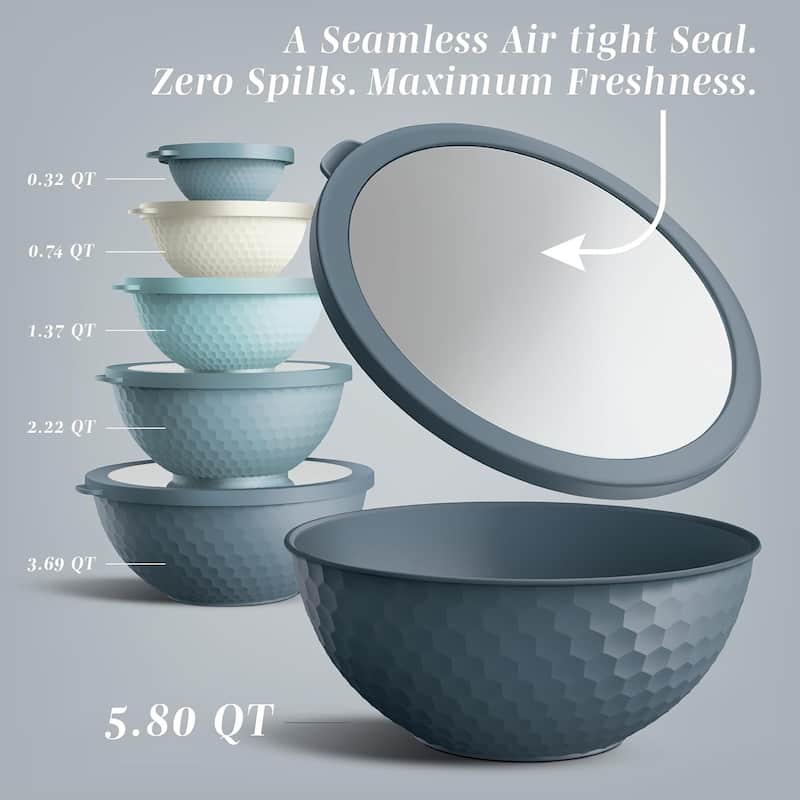 COOK WITH COLOR - 12 Piece Plastic Nesting Bowls - 6 Prep Bowls and 6 Lids, Microwave Safe.