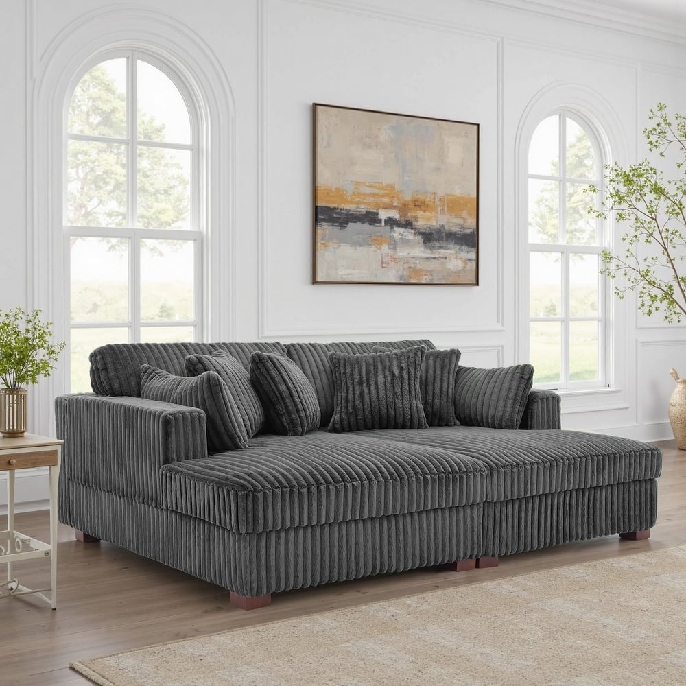 DREAMSIDEA Oversized Flannel Fabric Modular Sectional Sofa