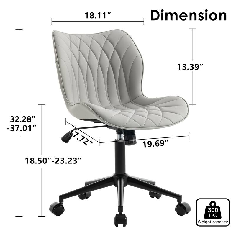 Faux Leather Office Chair with Wheels, Upholstered Task Chair