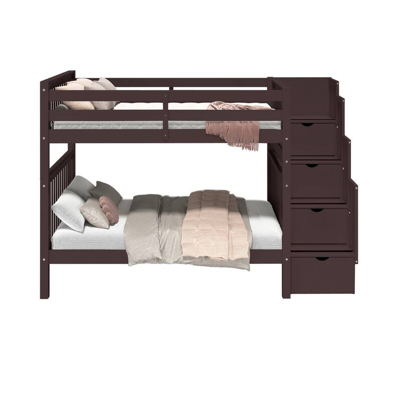 Taylor & Olive Trillium Full over Full Stairway Bunk Bed
