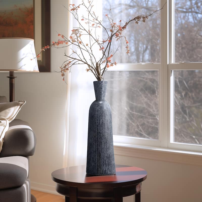 Sagebrook Home Grooved Glass Vase - 7" x 7" x 20"