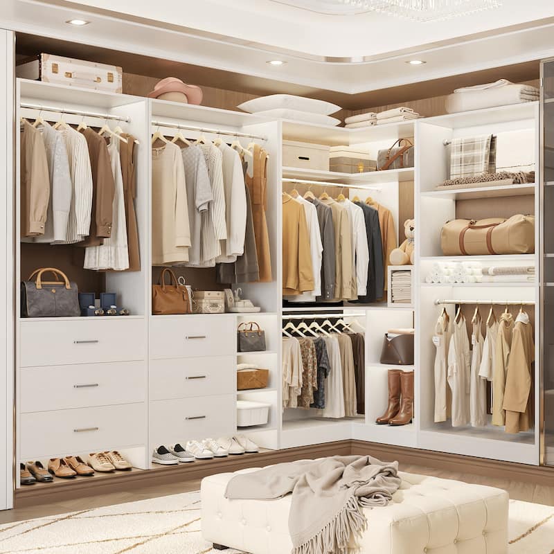 Cimly Set of 3 Closet System with 6 Drawers, 104'' Wide Freestanding Closet Organizer