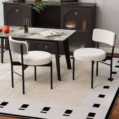 2/4 pcs Dining Chairs Sherpa Upholstered Kitchen Chairs Armless Chairs