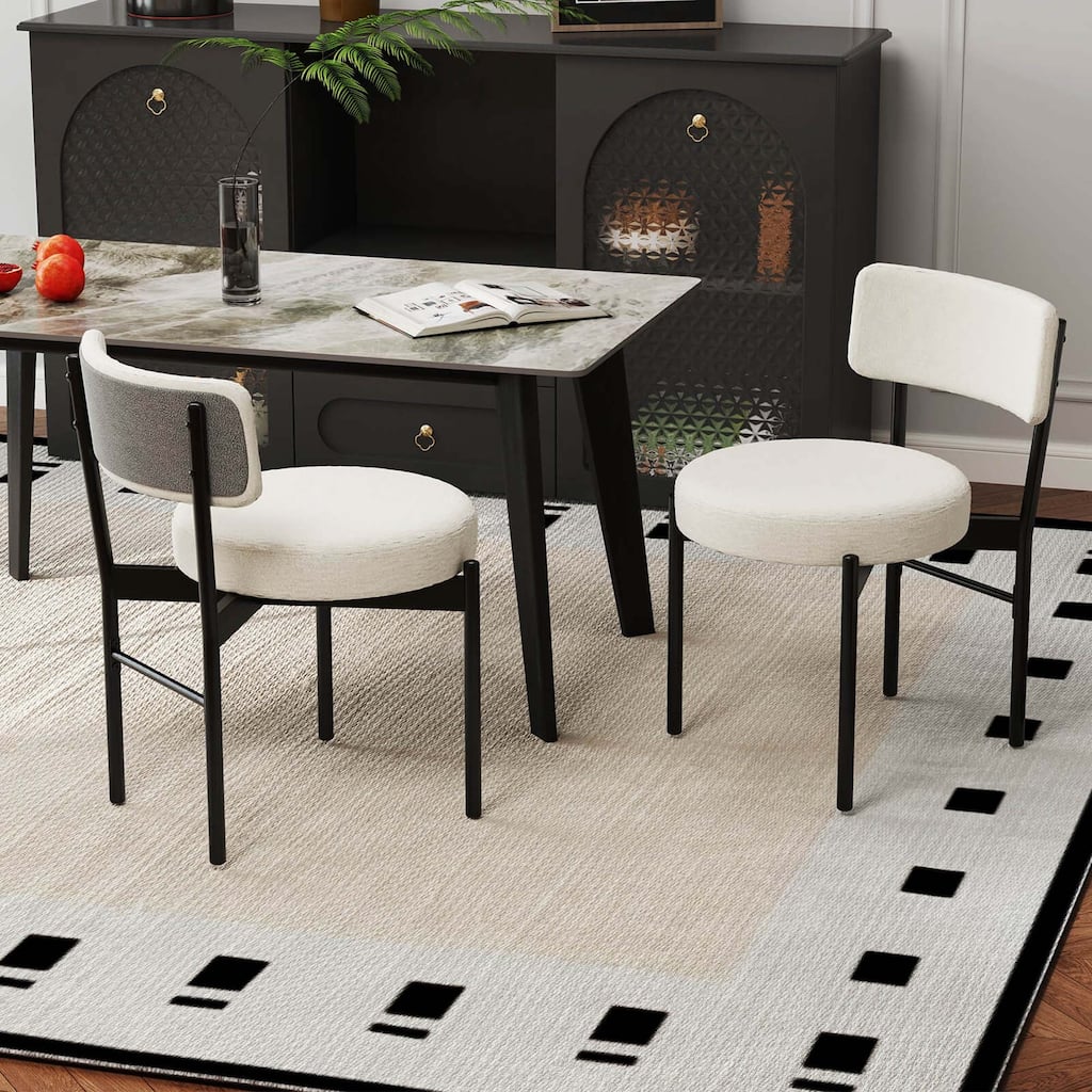 2/4 pcs Dining Chairs Sherpa Upholstered Kitchen Chairs Armless Chairs