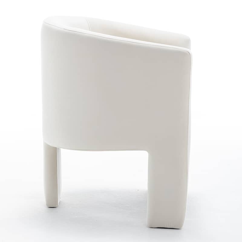 SEYNAR Modern Velvet Accent Chair, Upholstered Barrel Chair with Unique Solid Base for Living Room Soft Club Chair - Beige