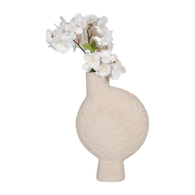 Sagebrook Home Stone Natual Round Hammered Vase