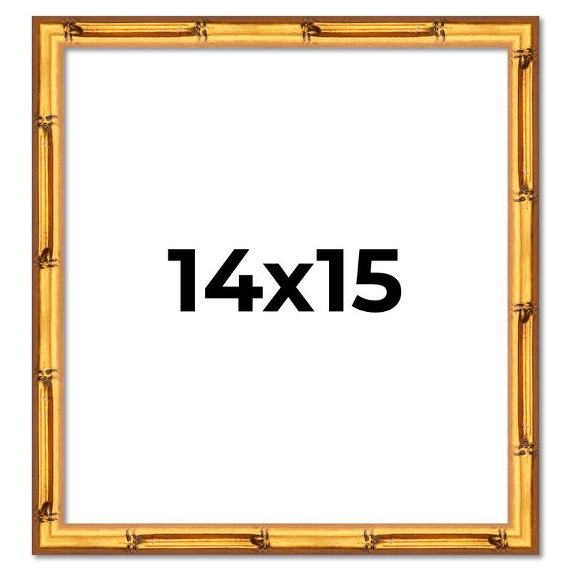14x15 Frame Gold Bamboo Picture Frame Modern Photo Frame Includes UV Acrylic Shatter Guard Front Acid Free Foam Backing Board