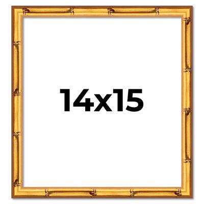 14x15 Frame Gold Bamboo Picture Frame Modern Photo Frame Includes UV Acrylic Shatter Guard Front Acid Free Foam Backing Board