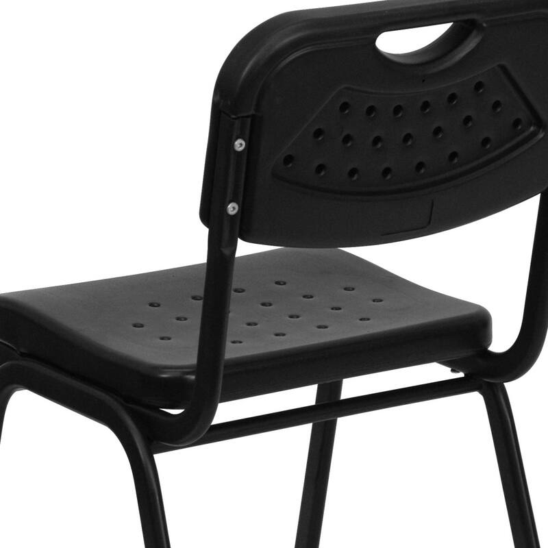 5 Pack 880 lb. Capacity Plastic Stack Chair with Open Back and Frame