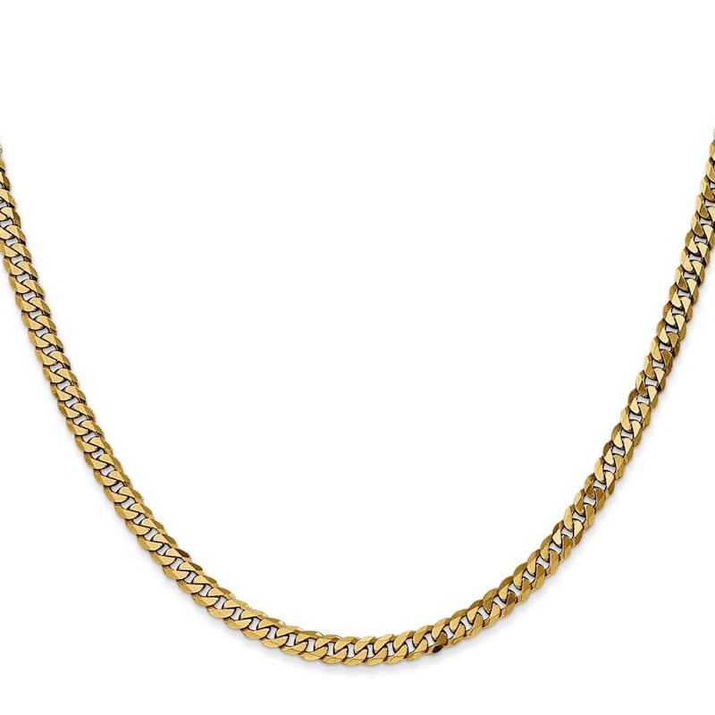 Curata 14k Yellow Gold 9" 2.9mm Beveled Curb Chain Ankle Bracelet (Lobster-claw)