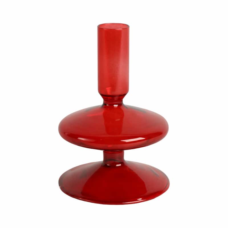 Sculptural Glass Candle Holder with Rounded Accent Base - Modern Tabletop Candle Holder for Any Room