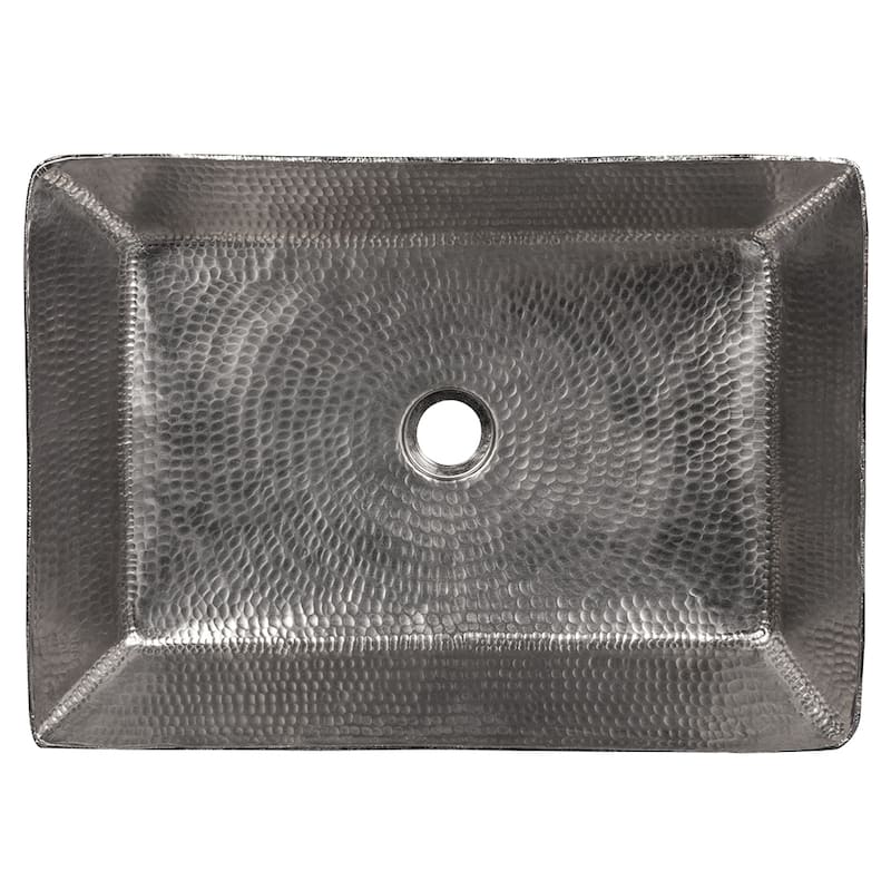 20-in Rectangle Vessel Hammered Copper Sink in Nickel (VREC2014EN)