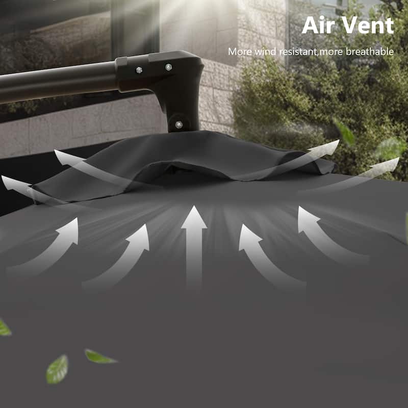 MAISON ARTS 10ft Patio Offset Umbrella Cantilever Umbrellas Market Hanging Umbrella with Crank Handle & Base Include