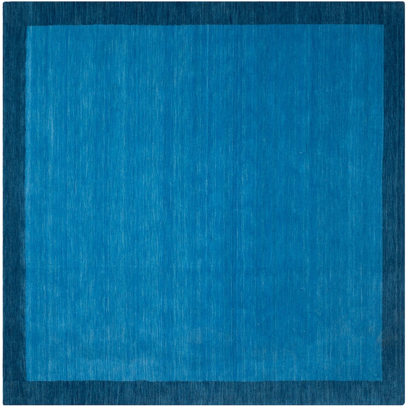 SAFAVIEH Handmade Himalaya Asrin Modern Wool Rug - 8' Square - Light Blue/Dark Blue