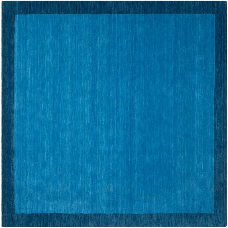 SAFAVIEH Handmade Himalaya Janessa Modern Wool Rug - 8' x 8' Square - Light Blue/Dark Blue